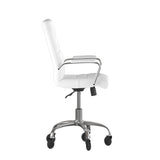 English Elm Commercial Grade Mid-Back LeatherSoft Executive Swivel Office Chair with Chrome Frame, Arms, and Transparent Roller Wheels