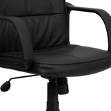 English Elm Commercial Grade Mid-Back LeatherSoft Swivel Task Office Chair with Arms