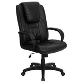 English Elm Commercial Grade High Back LeatherSoft Executive Swivel Office Chair with Oversized Headrest and Arms