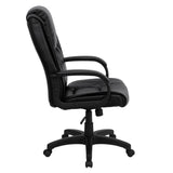 English Elm Commercial Grade High Back LeatherSoft Executive Swivel Office Chair with Oversized Headrest and Arms