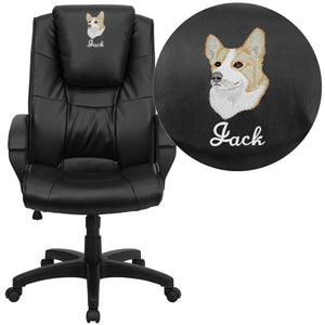 English Elm Commercial Grade Personalized LeatherSoft Executive Swivel Office Chair with Arms