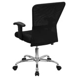 English Elm Commercial Grade Mid-Back Mesh Contemporary Swivel Task Office Chair with Chrome Base and Adjustable Arms