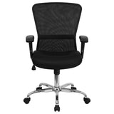 English Elm Commercial Grade Mid-Back Mesh Contemporary Swivel Task Office Chair with Chrome Base and Adjustable Arms