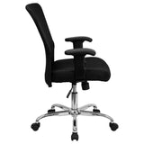 English Elm Commercial Grade Mid-Back Mesh Contemporary Swivel Task Office Chair with Chrome Base and Adjustable Arms