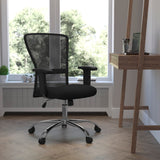 English Elm Commercial Grade Mid-Back Mesh Contemporary Swivel Task Office Chair with Chrome Base and Adjustable Arms