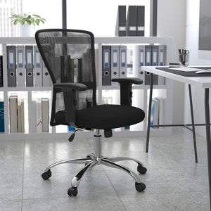 English Elm Commercial Grade Mid-Back Mesh Contemporary Swivel Task Office Chair with Chrome Base and Adjustable Arms