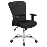 English Elm Commercial Grade Mid-Back Mesh Contemporary Swivel Task Office Chair with Chrome Base and Adjustable Arms