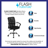 English Elm Commercial Grade Mid-Back Mesh Swivel Task Office Chair with Lumbar Support Band and Arms