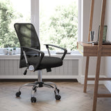 Commercial Grade Mid-Back Mesh Swivel Task Office Chair with Lumbar Support Band and Arms