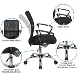 English Elm Commercial Grade Mid-Back Mesh Swivel Task Office Chair with Lumbar Support Band and Arms