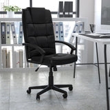 English Elm Commercial Grade High Back LeatherSoft Executive Swivel Office Chair with Arms