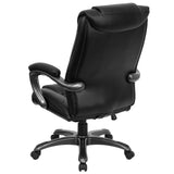 English Elm Commercial Grade High Back LeatherSoft Layered Upholstered Executive Swivel Ergonomic Office Chair with Smoke Metal Base and Arms