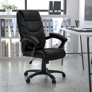 English Elm Commercial Grade High Back LeatherSoft Executive Swivel Ergonomic Office Chair with Arms