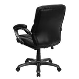 English Elm Commercial Grade Mid-Back LeatherSoft Overstuffed Swivel Task Ergonomic Office Chair with Arms