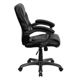 English Elm Commercial Grade Mid-Back LeatherSoft Overstuffed Swivel Task Ergonomic Office Chair with Arms