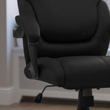 English Elm Commercial Grade Mid-Back LeatherSoft Overstuffed Swivel Task Ergonomic Office Chair with Arms