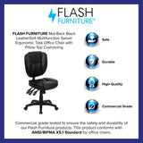 English Elm Commercial Grade Mid-Back Multifunction Swivel Ergonomic Task Office Chair with Pillow Top Cushioning