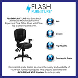 English Elm Commercial Grade Mid-Back Multifunction Swivel Ergonomic Task Office Chair with Pillow Top Cushioning and Arms