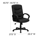 English Elm Commercial Grade Mid-Back LeatherSoft Executive Swivel Office Chair with Three Line Horizontal Stitch Back and Arms