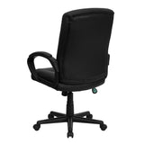 English Elm Commercial Grade Mid-Back LeatherSoft Executive Swivel Office Chair with Three Line Horizontal Stitch Back and Arms