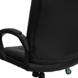 English Elm Commercial Grade Mid-Back LeatherSoft Executive Swivel Office Chair with Three Line Horizontal Stitch Back and Arms