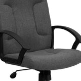 English Elm Commercial Grade Mid-Back Fabric Executive Swivel Office Chair with Nylon Arms