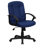 English Elm Commercial Grade Mid-Back Fabric Executive Swivel Office Chair with Nylon Arms