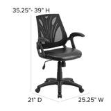 English Elm Commercial Grade Mid-Back Designer Mesh Swivel Task Office Chair with LeatherSoft Seat and Open Arms