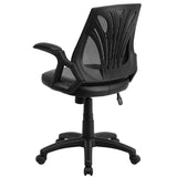 English Elm Commercial Grade Mid-Back Designer Mesh Swivel Task Office Chair with LeatherSoft Seat and Open Arms