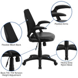 English Elm Commercial Grade Mid-Back Designer Mesh Swivel Task Office Chair with LeatherSoft Seat and Open Arms