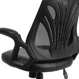 English Elm Commercial Grade Mid-Back Designer Mesh Swivel Task Office Chair with LeatherSoft Seat and Open Arms