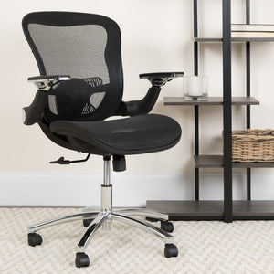 English Elm Commercial Grade Mid-Back Transparent Mesh Executive Swivel Ergonomic Office Chair with Synchro-Tilt & Height Adjustable Flip-Up Arms