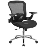 English Elm Commercial Grade Mid-Back Transparent Mesh Executive Swivel Ergonomic Office Chair with Synchro-Tilt & Height Adjustable Flip-Up Arms