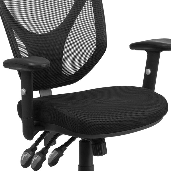 English Elm Commercial Grade Mid-Back Mesh Multifunction Swivel Ergonomic Task Office Chair with Adjustable Arms