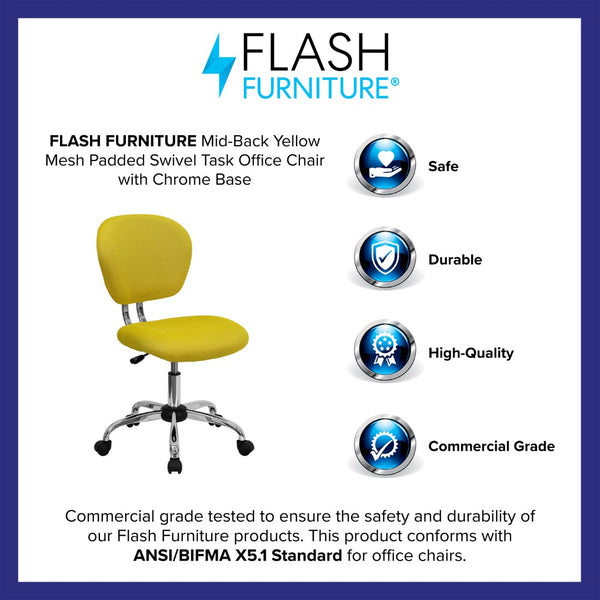 English Elm Commercial Grade Mid-Back Mesh Padded Swivel Task Office Chair with Chrome Base