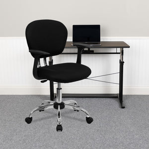 English Elm Commercial Grade Mid-Back Mesh Padded Swivel Task Office Chair with Chrome Base and Arms