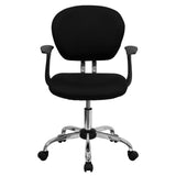 English Elm Commercial Grade Mid-Back Mesh Padded Swivel Task Office Chair with Chrome Base and Arms