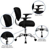 English Elm Commercial Grade Mid-Back Mesh Padded Swivel Task Office Chair with Chrome Base and Arms