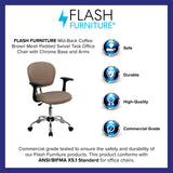 English Elm Commercial Grade Mid-Back Mesh Padded Swivel Task Office Chair with Chrome Base and Arms