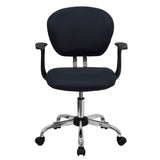 English Elm Commercial Grade Mid-Back Mesh Padded Swivel Task Office Chair with Chrome Base and Arms