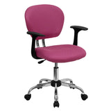 English Elm Commercial Grade Mid-Back Mesh Padded Swivel Task Office Chair with Chrome Base and Arms