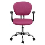 English Elm Commercial Grade Mid-Back Mesh Padded Swivel Task Office Chair with Chrome Base and Arms