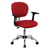 English Elm Commercial Grade Mid-Back Mesh Padded Swivel Task Office Chair with Chrome Base and Arms