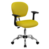 English Elm Commercial Grade Mid-Back Mesh Padded Swivel Task Office Chair with Chrome Base and Arms