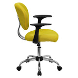 English Elm Commercial Grade Mid-Back Mesh Padded Swivel Task Office Chair with Chrome Base and Arms