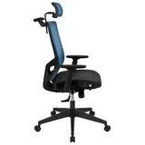 English Elm Commercial Grade Ergonomic Mesh Office Chair with Synchro-Tilt, Pivot Adjustable Headrest, Lumbar Support, Coat Hanger & Adjustable Arms-/Black