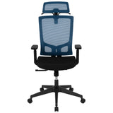 English Elm Commercial Grade Ergonomic Mesh Office Chair with Synchro-Tilt, Pivot Adjustable Headrest, Lumbar Support, Coat Hanger & Adjustable Arms-/Black