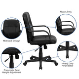 English Elm Commercial Grade Mid-Back Glove Vinyl Executive Swivel Office Chair with Arms