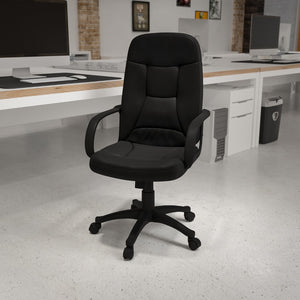 English Elm Commercial Grade High Back Glove Vinyl Executive Swivel Office Chair with Arms