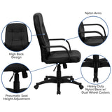 English Elm Commercial Grade High Back Glove Vinyl Executive Swivel Office Chair with Arms